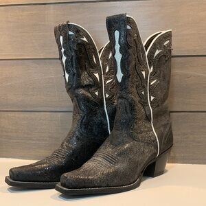Ariat Black and White Western Heeled Boots